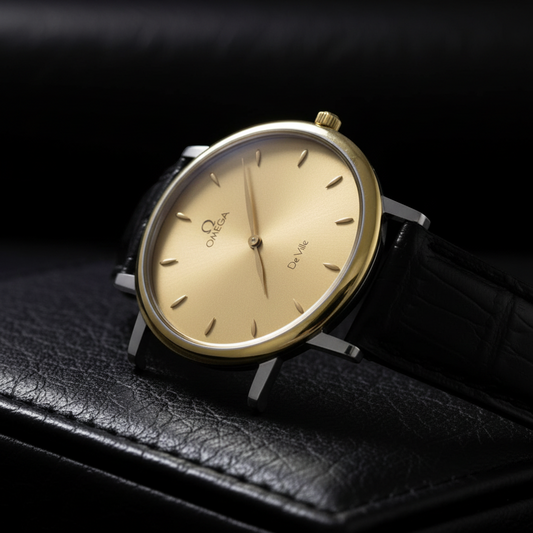 OMEGA De Ville Prestige Quartz Gold Plated Mens Watch 7400.11 Polished