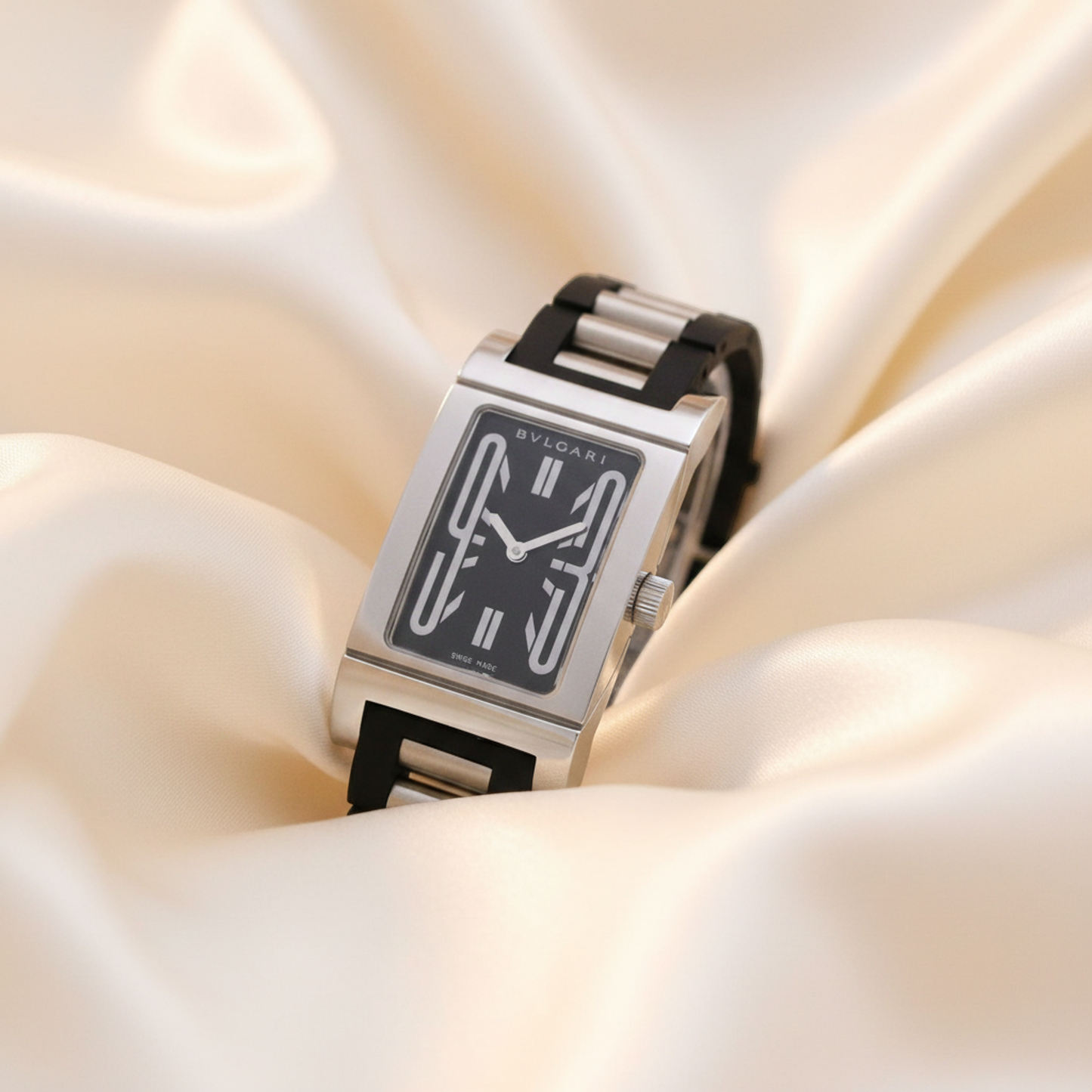 BVLGARI Rettangolo Stainless Steel Quartz Ladies Watch RT39S Polished