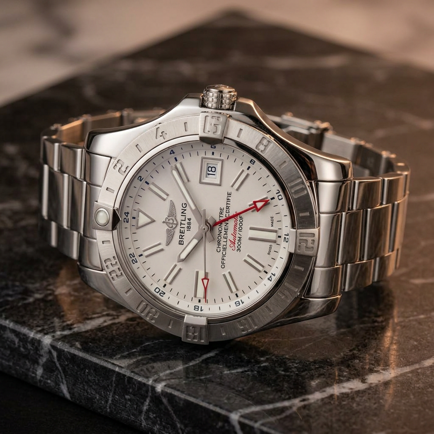 BREITLING Avenger ll GMT Steel Automatic Mens Watch A32390 Polished