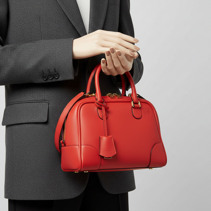 Loewe Amazona 75 Small 301.30BL01 Women's Leather Handbag,Shoulder Bag Red Color