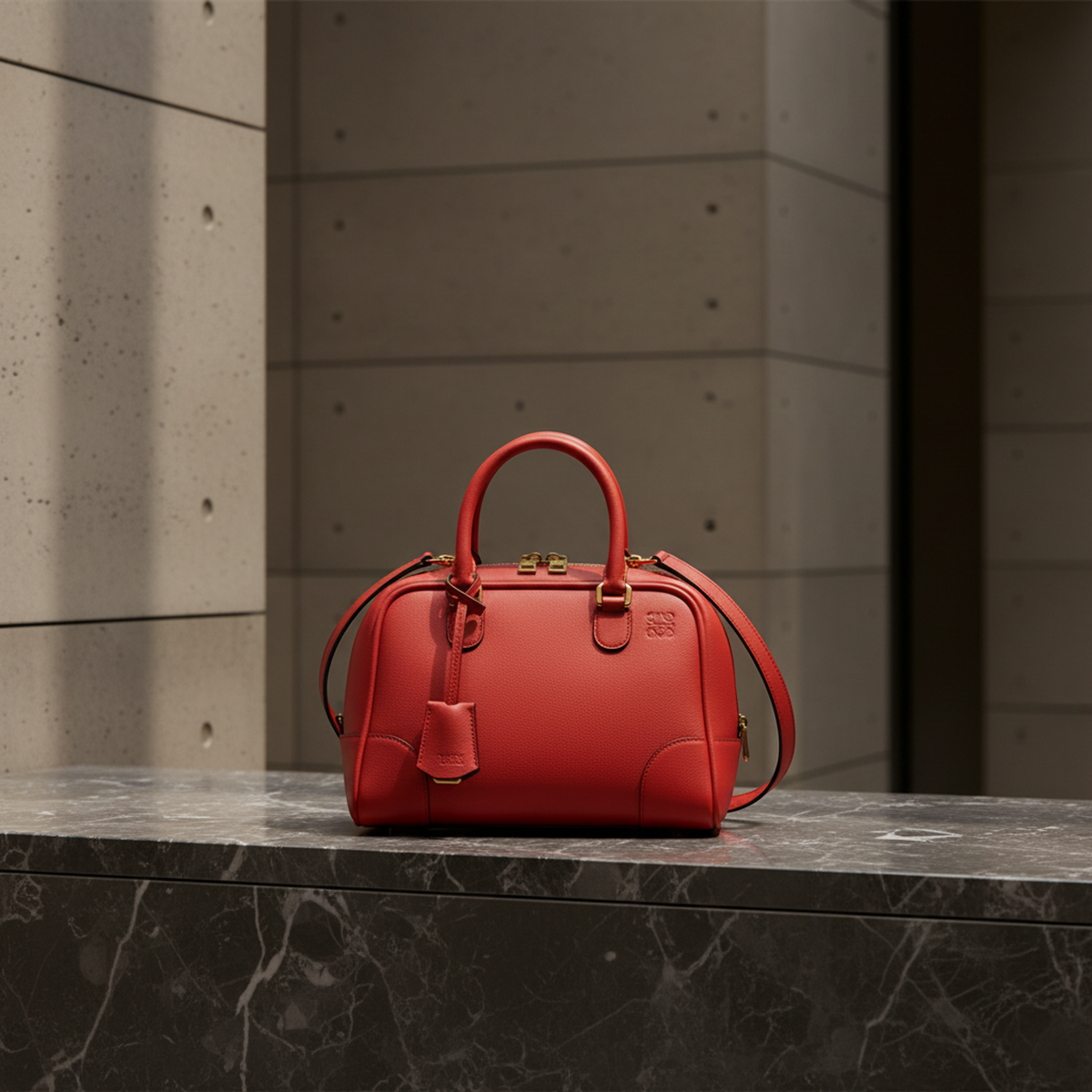 Loewe Amazona 75 Small 301.30BL01 Women's Leather Handbag,Shoulder Bag Red Color