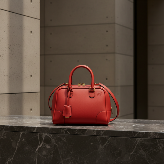 Loewe Amazona 75 Small 301.30BL01 Women's Leather Handbag,Shoulder Bag Red Color