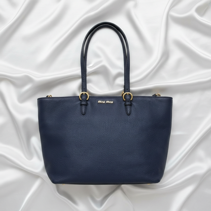 Miu Miu Women's Leather Shoulder Bag,Tote Bag Navy