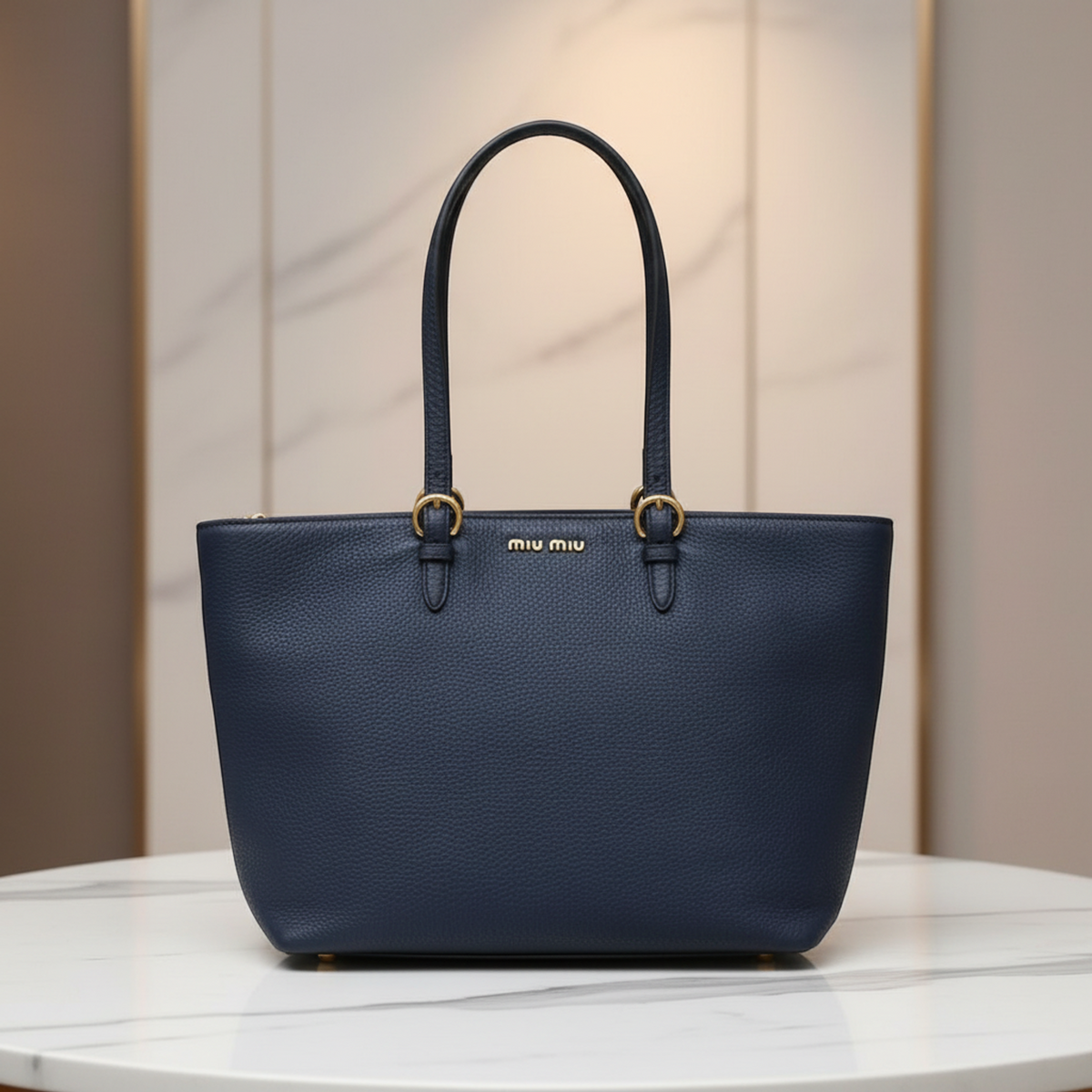 Miu Miu Women's Leather Shoulder Bag,Tote Bag Navy