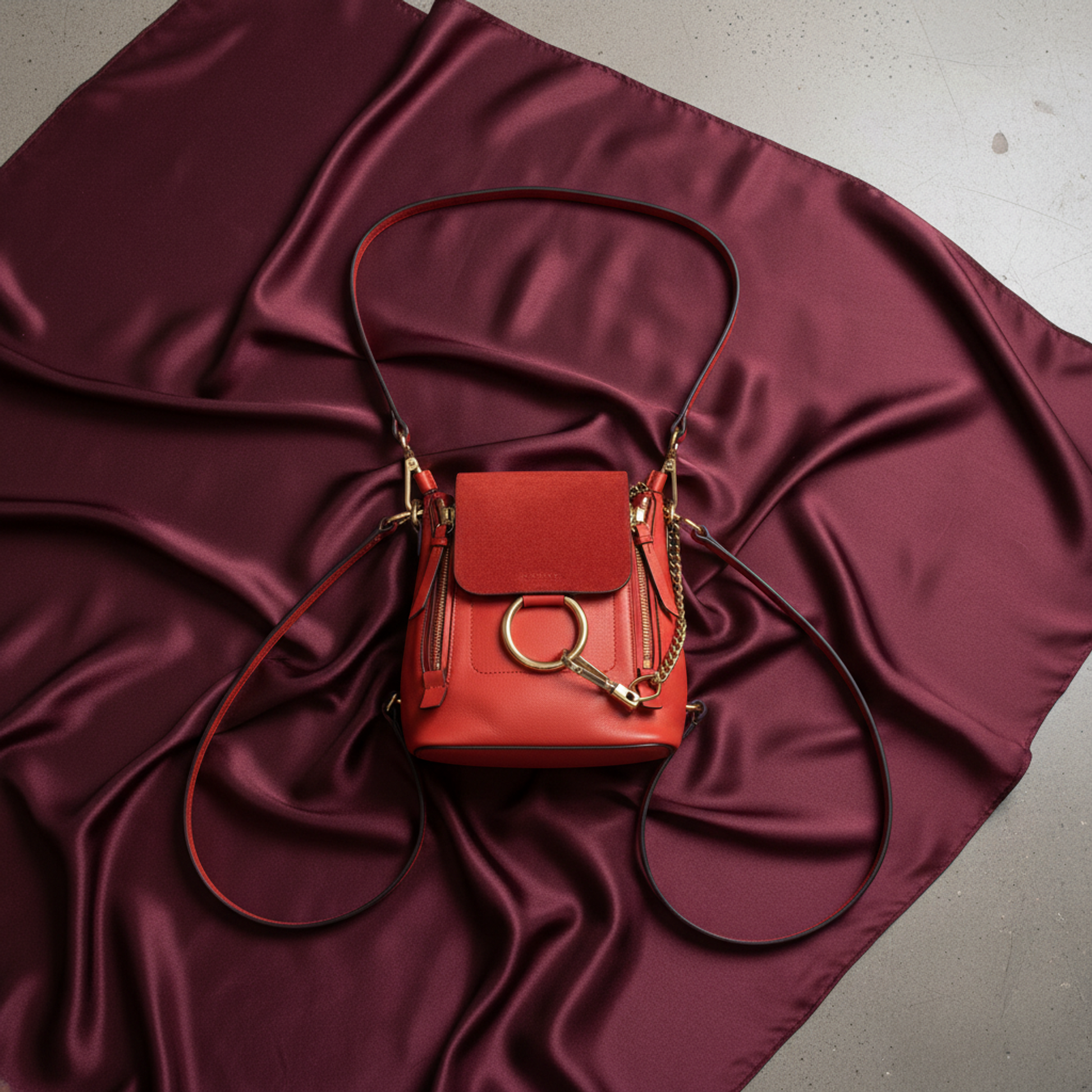 Chloé Faye Women's Leather,Suede Backpack Orange