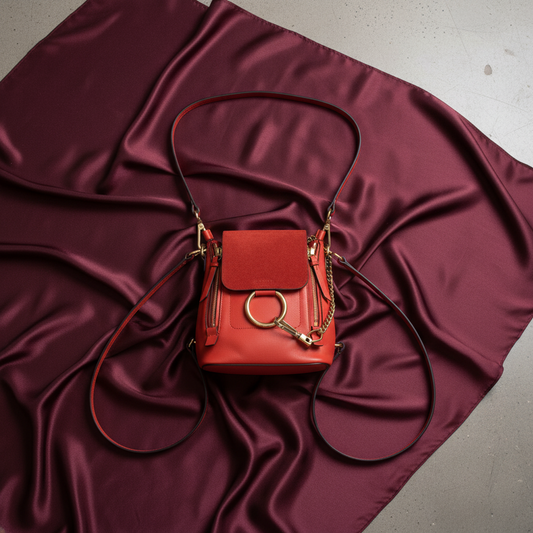 Chloé Faye Women's Leather,Suede Backpack Orange
