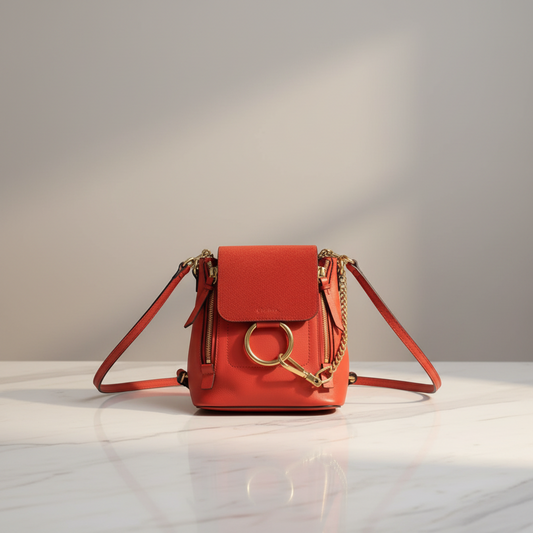 Chloé Faye Women's Leather,Suede Backpack Orange