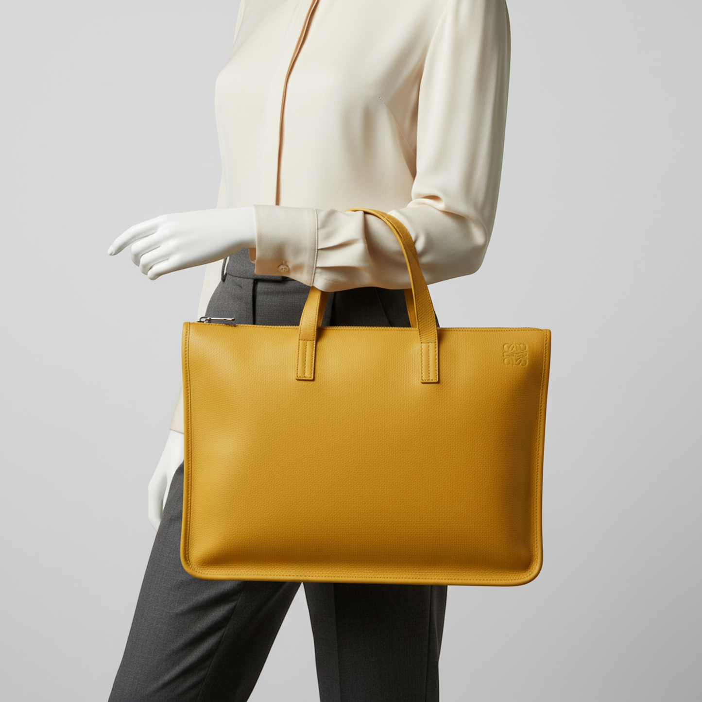 Loewe Anagram Business Bag Men's Leather Briefcase,Handbag Yellow