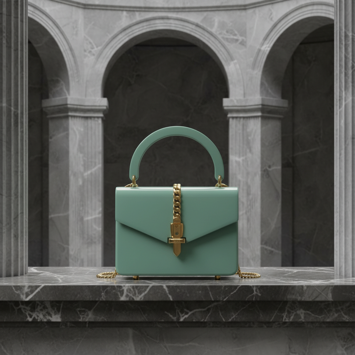 Gucci Sylvie 1969 Acrylic Mini 589482 Women's Acrylic Handbag,Shoulder Bag Light Green