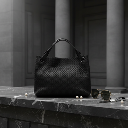 Bottega Veneta Intrecciato Medium Garda Bag 179320 Women's Leather Handbag Black