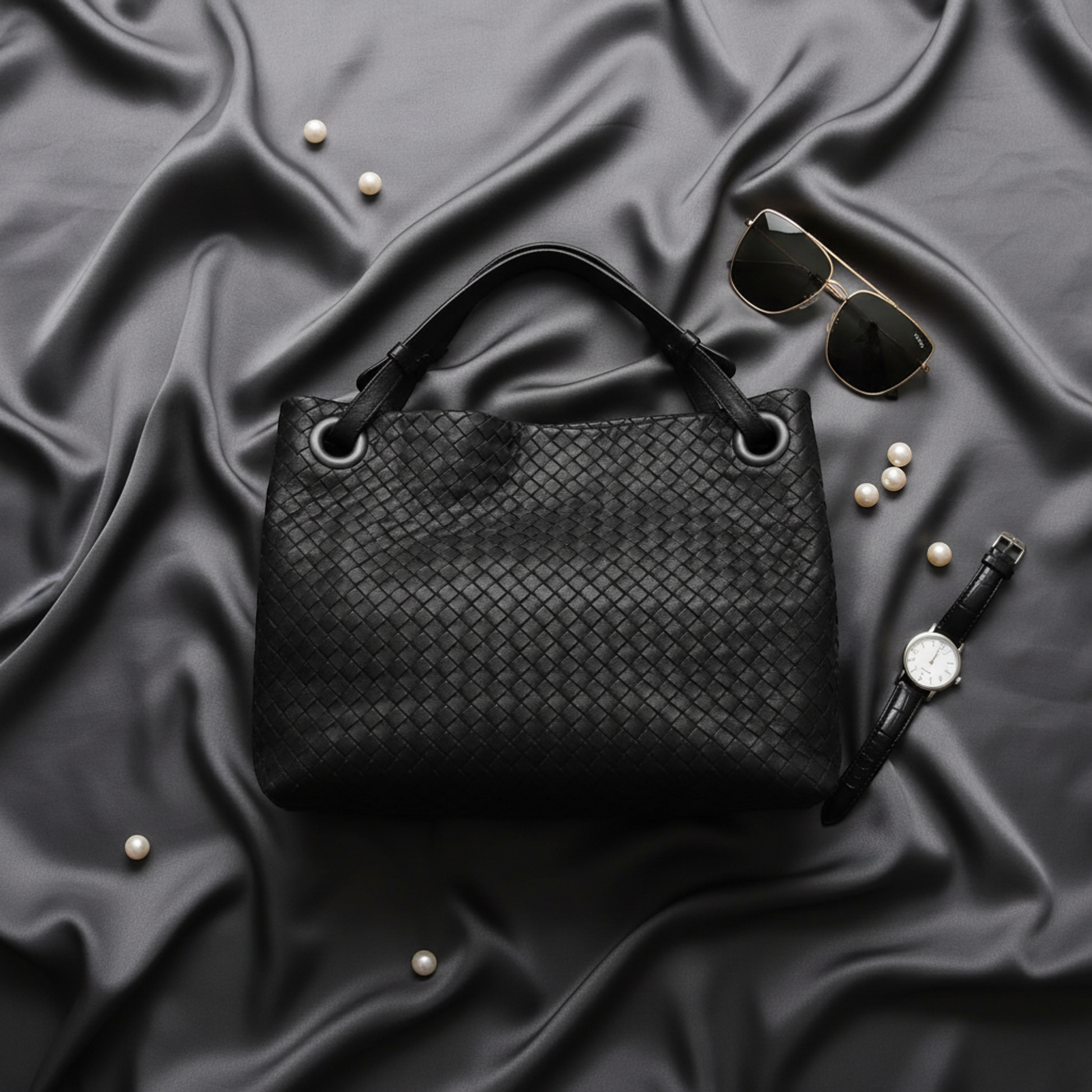 Bottega Veneta Intrecciato Medium Garda Bag 179320 Women's Leather Handbag Black
