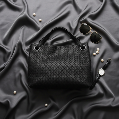 Bottega Veneta Intrecciato Medium Garda Bag 179320 Women's Leather Handbag Black