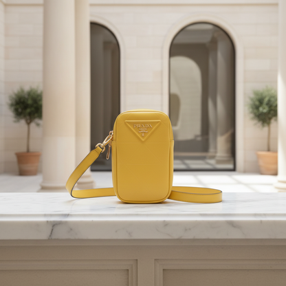 Prada Small Shoulder Pouch PELLETTERIA 9Y21OM Women's Leather Pouch,Shoulder Bag Yellow