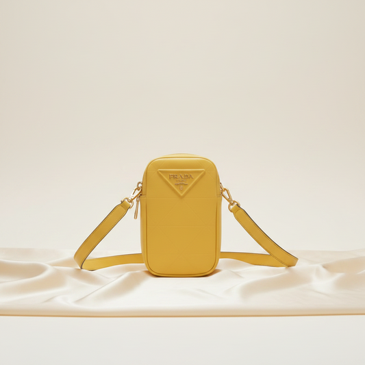 Prada Small Shoulder Pouch PELLETTERIA 9Y21OM Women's Leather Pouch,Shoulder Bag Yellow