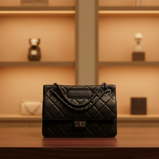 Chanel 2.55 Chain Shoulder Bag Women's Leather Handbag,Shoulder Bag Black