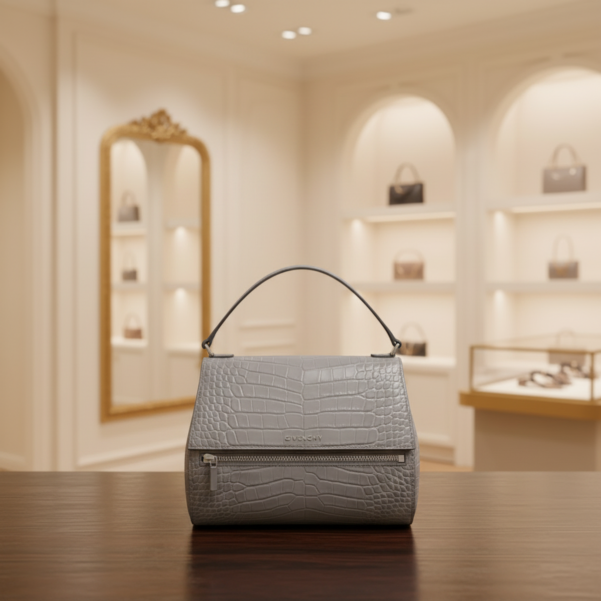 Givenchy Pandora Box Medium Women's Leather Shoulder Bag Gray