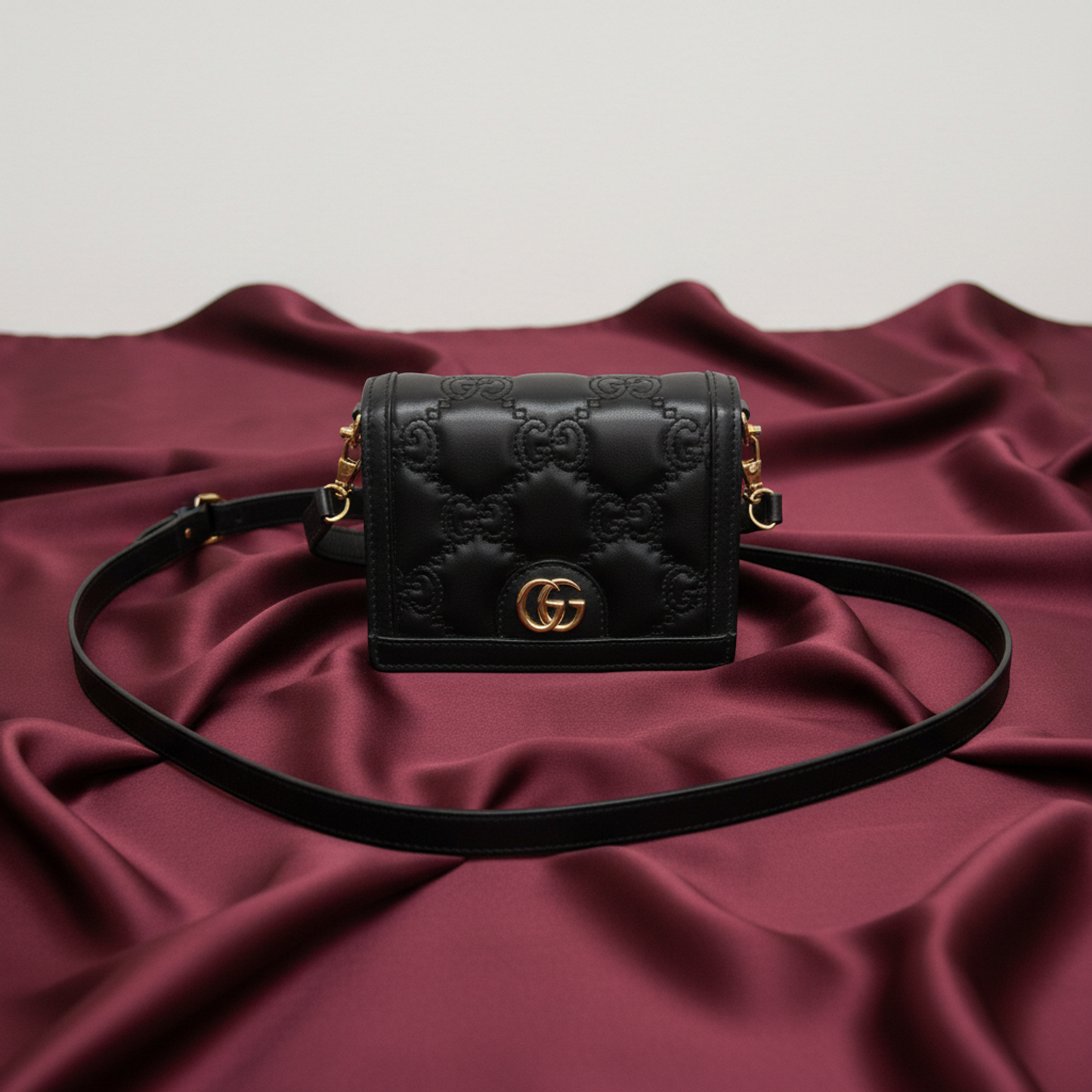 Gucci GG Matelasse Mini Shoulder Bag 723777 Women's Leather Handbag,Shoulder Bag Black