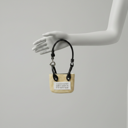 Maison Margiela Micro Paper Tote Bag Charm SA1VL0006 Women's Leather,Polyester Pouch Beige,Black,White