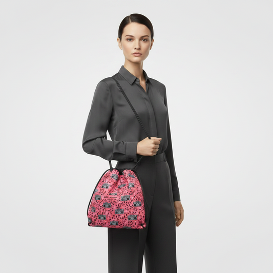 Saint Laurent Teddy Drawstring Bag 553919 Men,Women Leather,Canvas Backpack Black,Pink