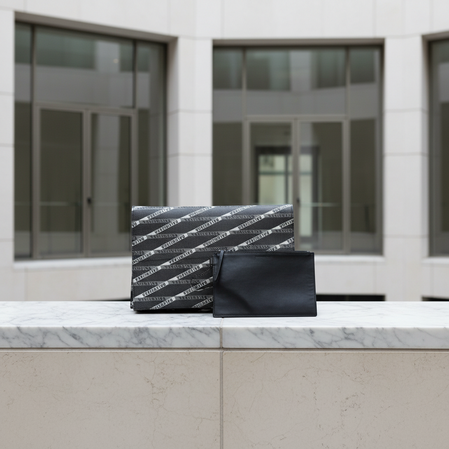 Balenciaga Logo Print 544310 Women,Men Leather Clutch Bag,Handbag Black,Gray