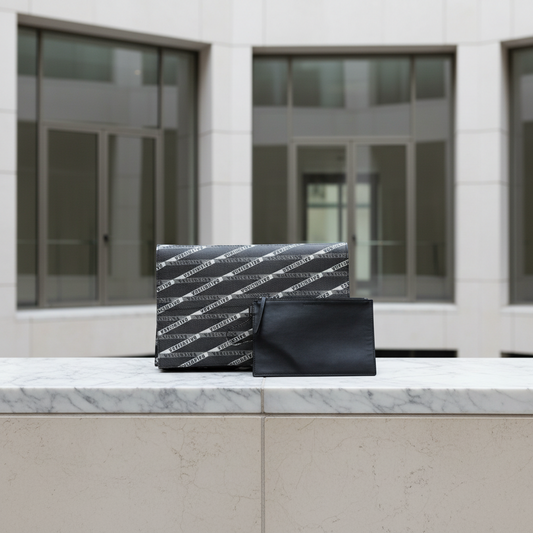 Balenciaga Logo Print 544310 Women,Men Leather Clutch Bag,Handbag Black,Gray