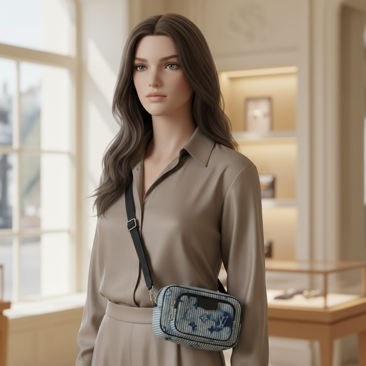 Louis Vuitton Monogram Outdoor Pouch Summer Collection M80462 Men,Women Pouch,Shoulder Bag Blue,White