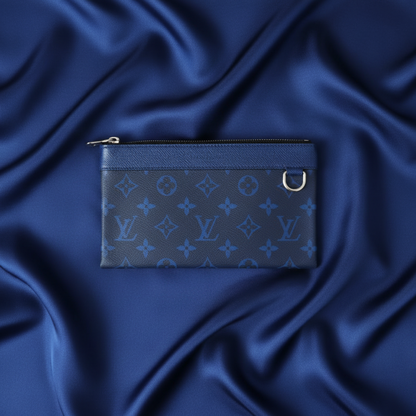Louis Vuitton Taiga Pochette Discovery PM M30278 Men's Clutch Bag Cobalt