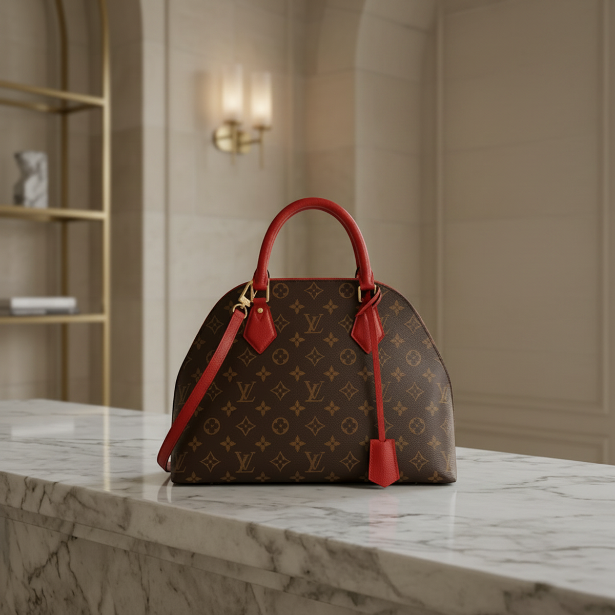 Louis Vuitton Monogram Alma Bag Into Bag M41779 Women's Handbag,Shoulder Bag Monogram,Rouge
