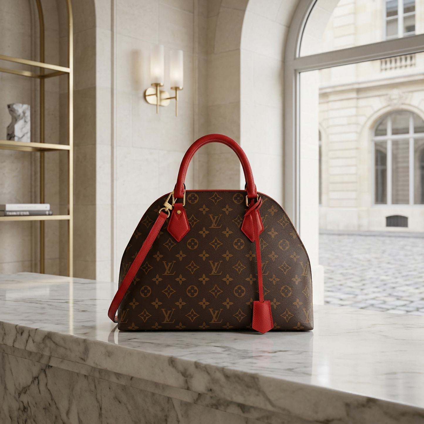 Louis Vuitton Monogram Alma Bag Into Bag M41779 Women's Handbag,Shoulder Bag Monogram,Rouge