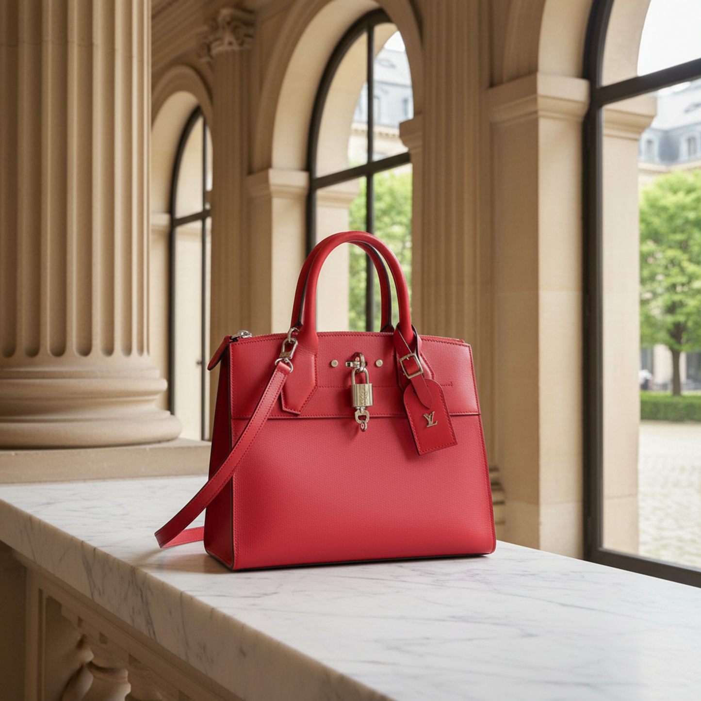 Louis Vuitton City Steamer PM M51030 Women's Handbag,Shoulder Bag Ruby