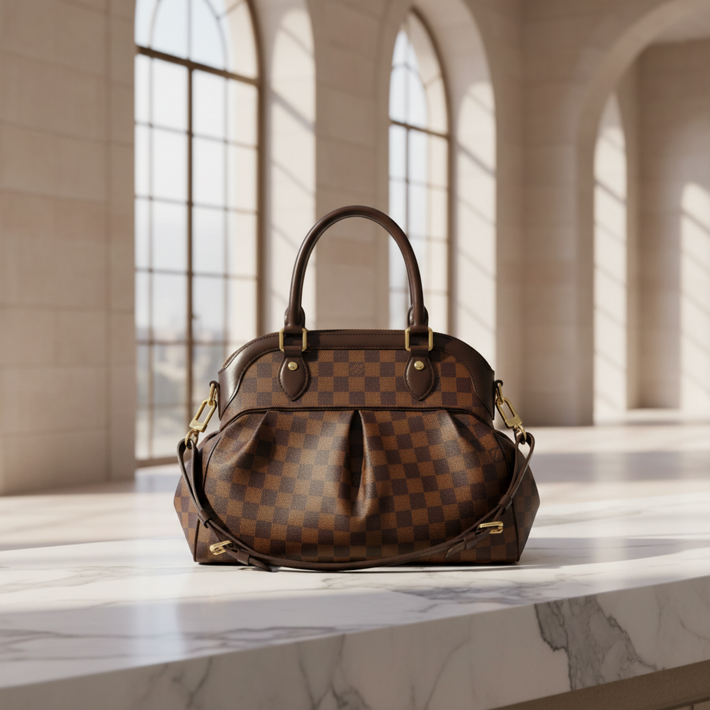 Louis Vuitton Damier Trevi PM N51997 Women's Shoulder Bag Ebene