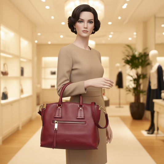Bally MADISON MD Women's Leather Handbag,Shoulder Bag Red Brown