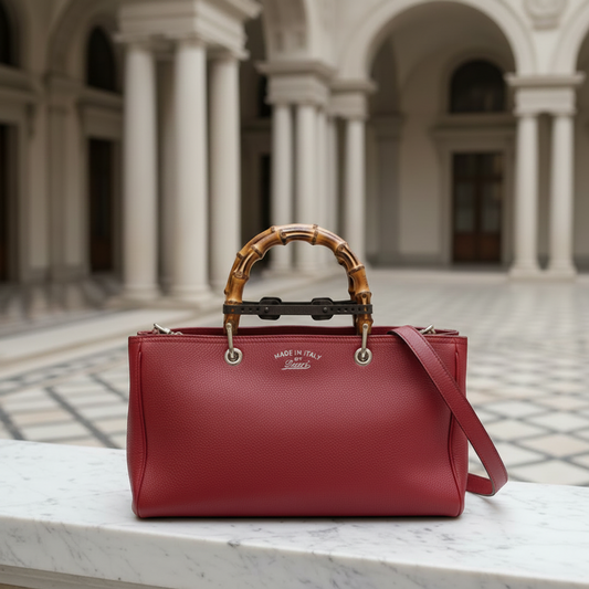 Gucci Bamboo Shopper Medium 323660 Women's Leather Shoulder Bag,Tote Bag Red Color