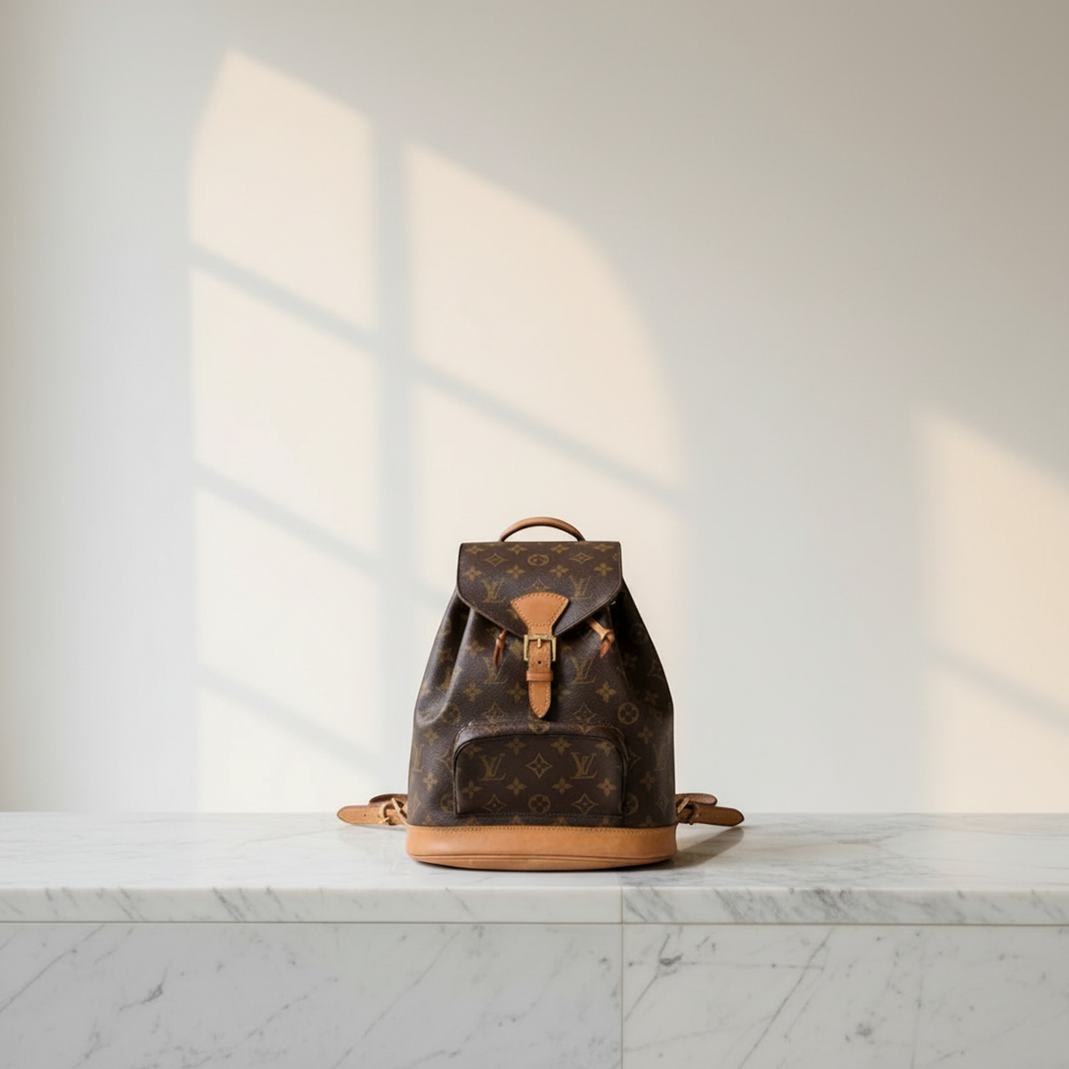 Louis Vuitton Monogram Montsouris MM M51136 Women's Backpack Brown