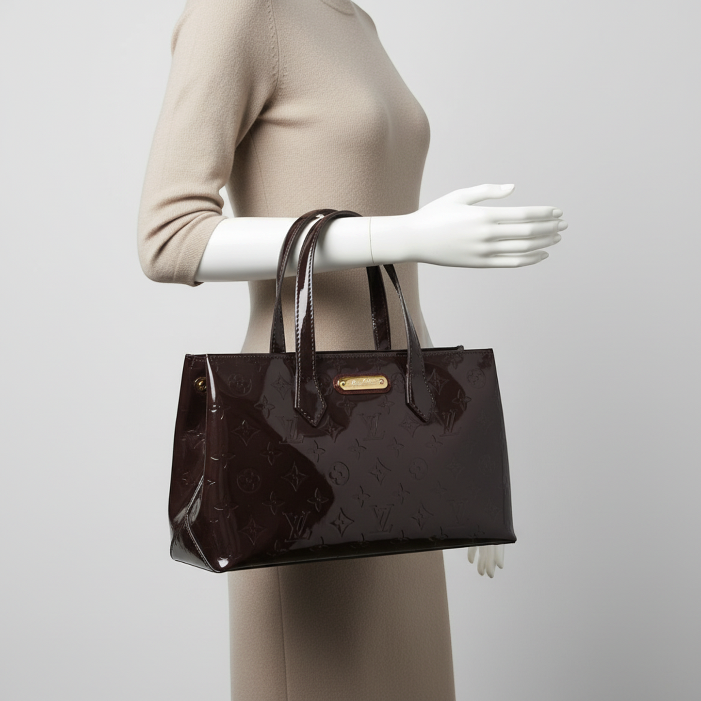 Louis Vuitton Monogram Vernis Wilshire PM M93641 Women's Handbag Amarante