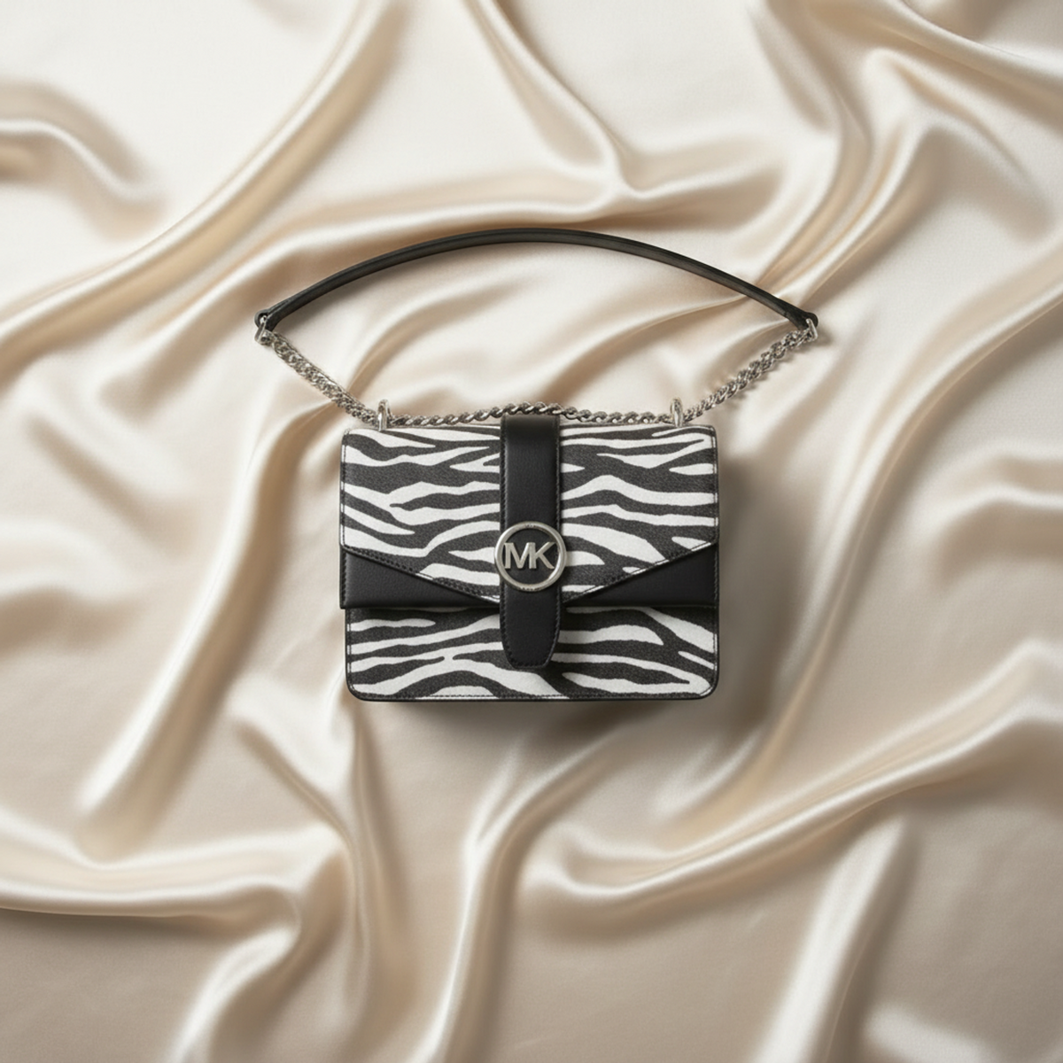 Michael Kors GREENWICH 35S5SGRC1V Women's PVC,Leather Shoulder Bag Black,White