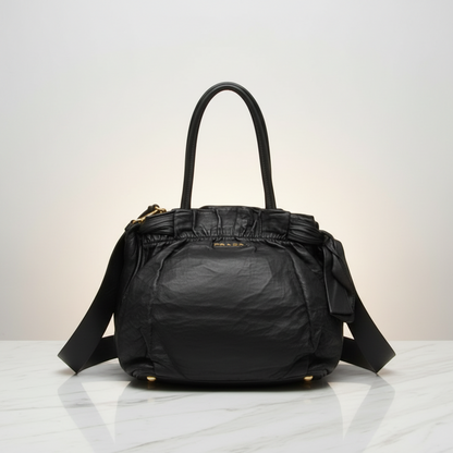 Prada Side Bow BN1760 Women's Nappa Leather Handbag,Shoulder Bag Black,Nero