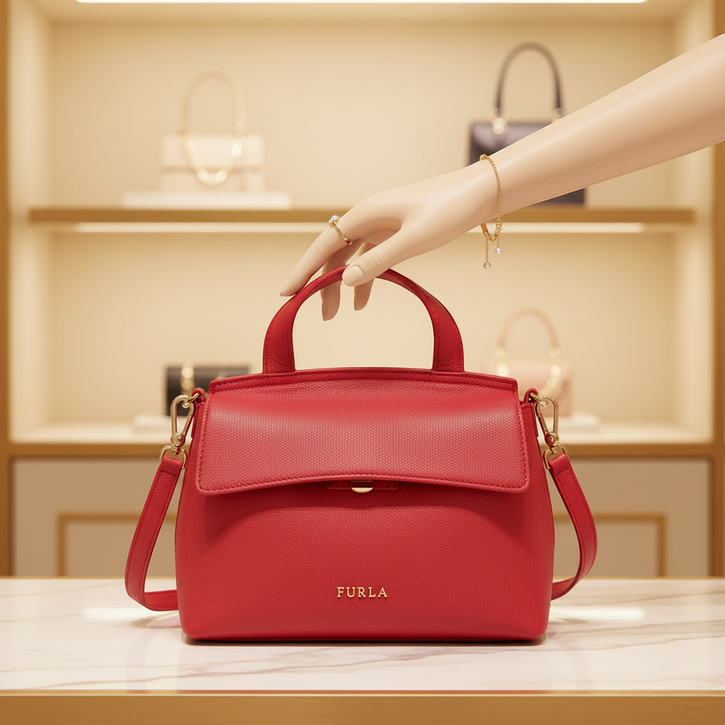 Furla NIKI Women's Leather Handbag,Shoulder Bag Pink