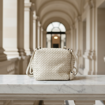 Bottega Veneta Intrecciato Women's Leather Shoulder Bag White