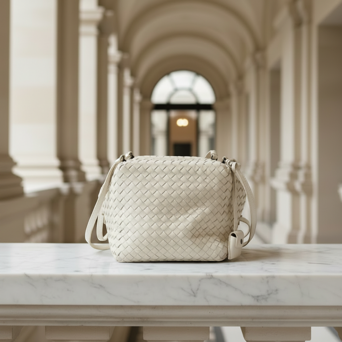 Bottega Veneta Intrecciato Women's Leather Shoulder Bag White