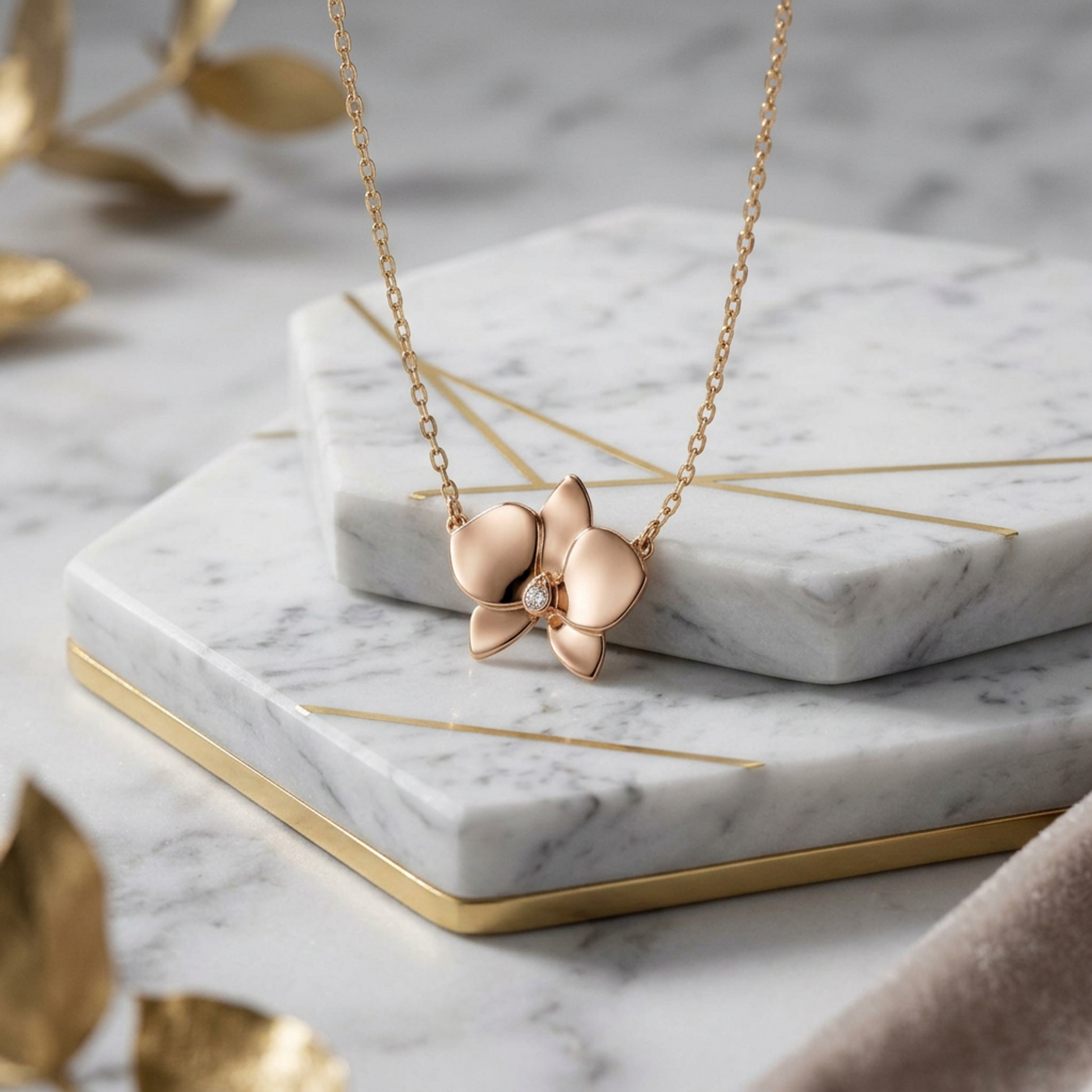 Cartier CARESSE D'ORCHIDEES PENDANT B7015500 Pink Gold (18K) Diamond Men,Women Fashion Pendant Necklace (Pink Gold)