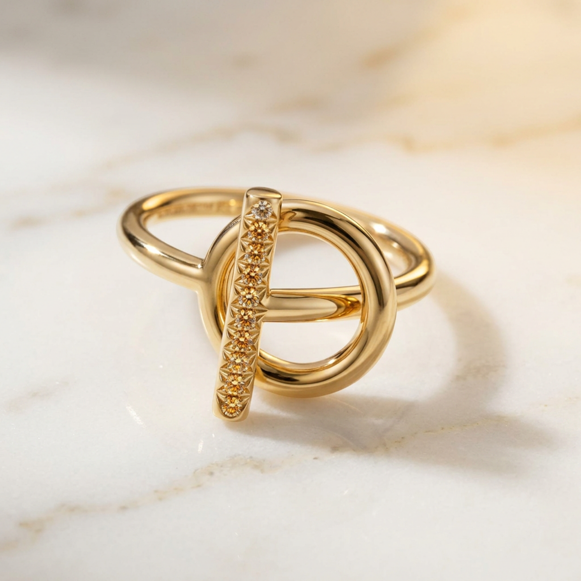 Hermes Echappé Diamond Ring Pink Gold (18K) Fashion Diamond Band Ring Pink Gold