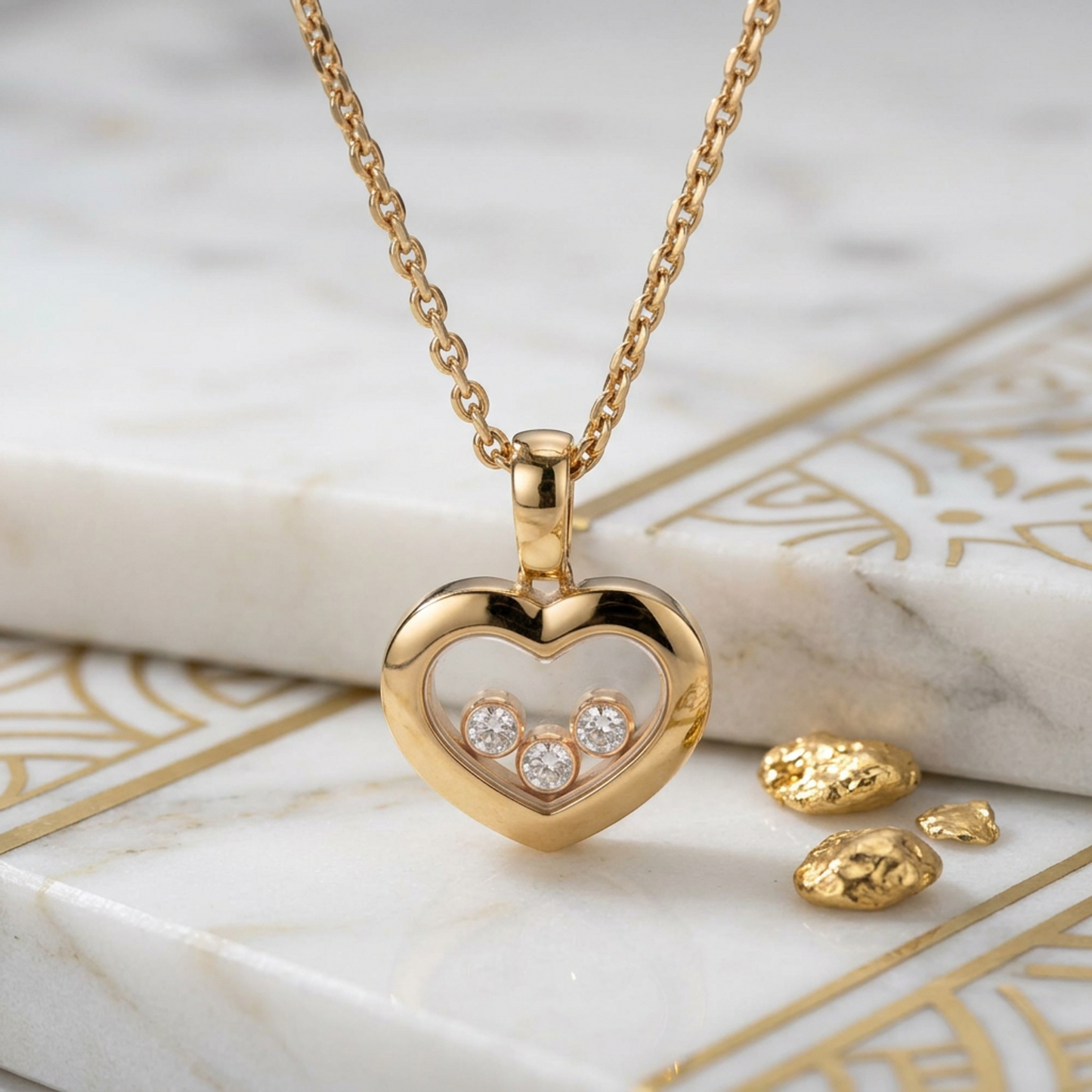 Chopard Happy Diamonds Necklace 79A611 Pink Gold (18K) Diamond Men,Women Fashion Pendant Necklace (Pink Gold)