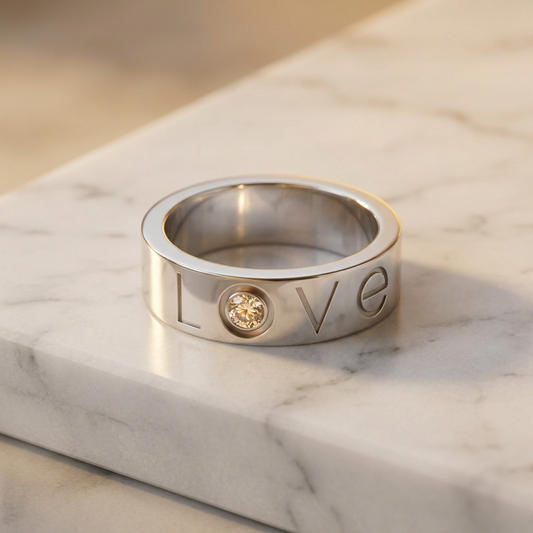 Cartier Love Ring 1P Diamond Christmas Limited Edition White Gold (18K) Fashion Diamond Band Ring Silver