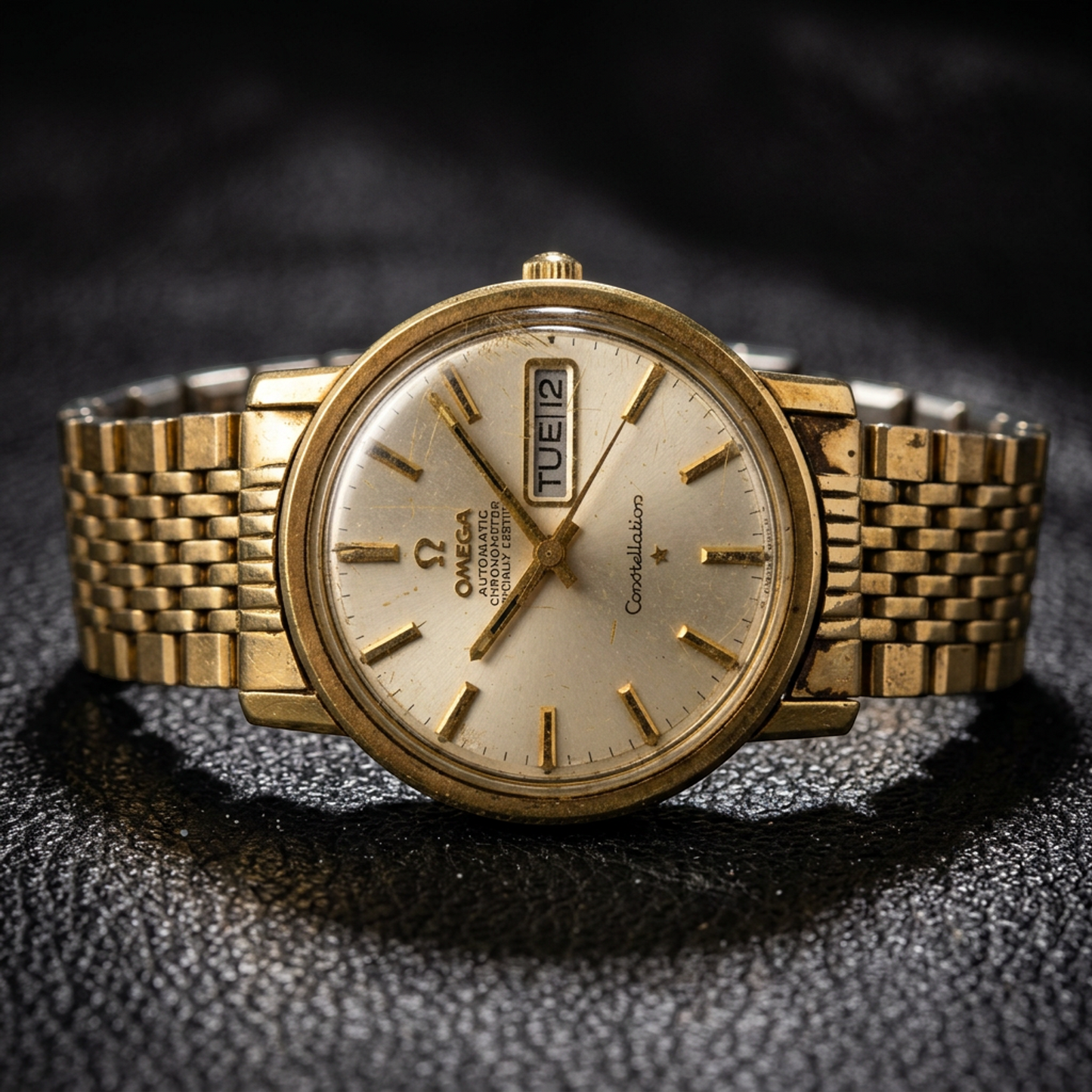 OMEGA Constellation Day Date Cal 751 Gold Plated Automatic Mens Watch 168.016 Vintage