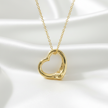 Tiffany Open Heart Yellow Gold (18K) No Stone Men,Women Fashion Pendant Necklace (Gold)