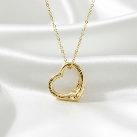 Tiffany Open Heart Yellow Gold (18K) No Stone Men,Women Fashion Pendant Necklace (Gold)