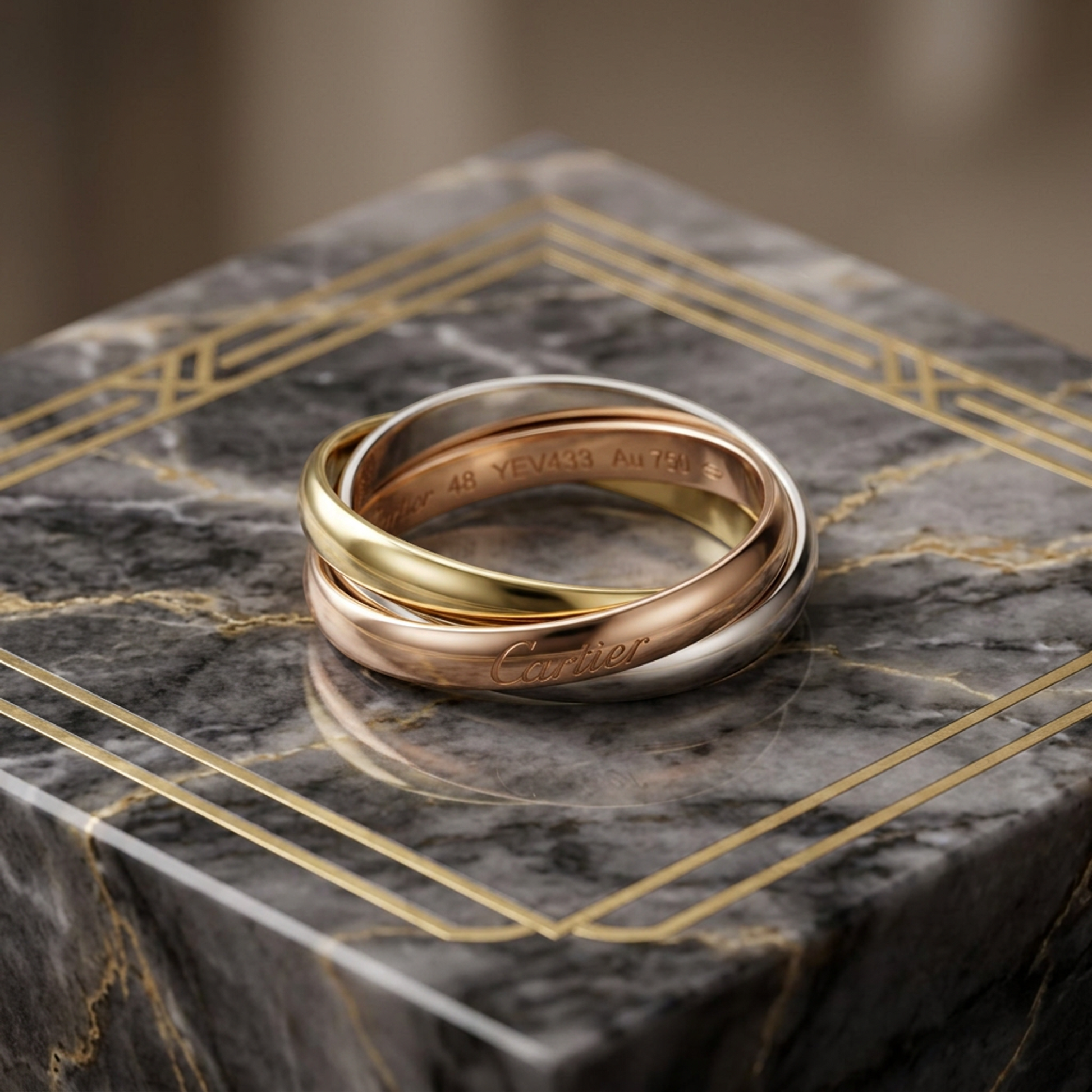 Cartier トリニティリング Yellow Gold (18K),Pink Gold (18K),White Gold (18K) Fashion No Stone Band Ring Gold