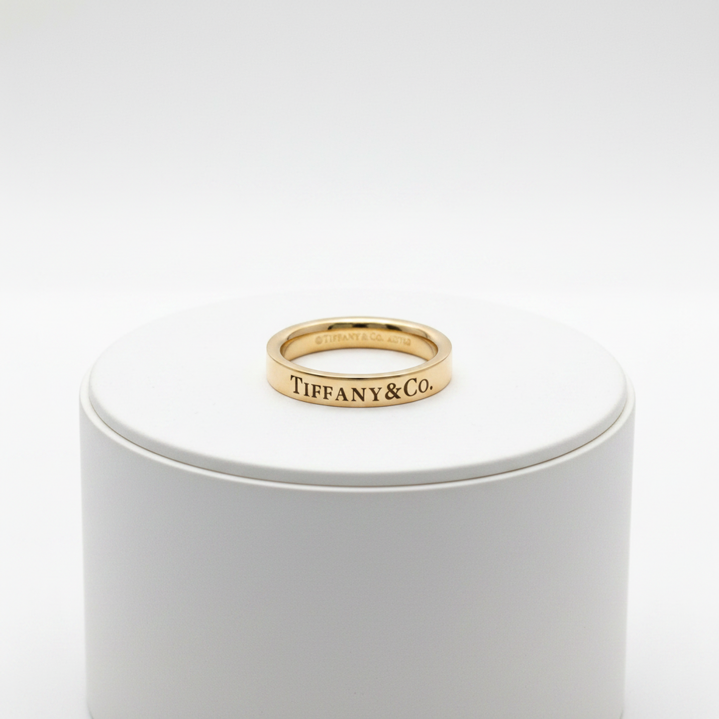 Tiffany Flat Band Ring Pink Gold (18K) Fashion No Stone Band Ring Pink Gold