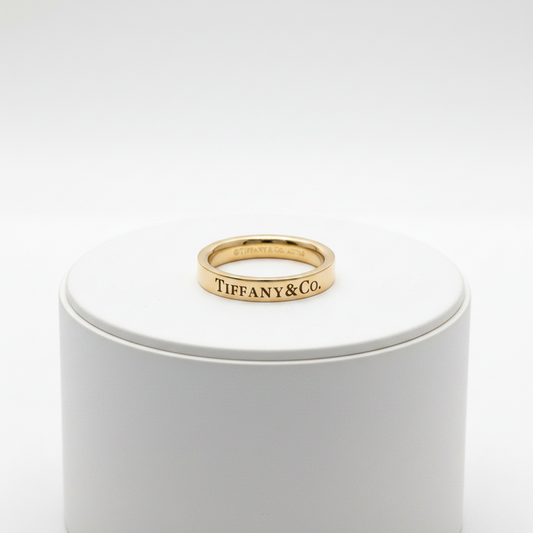 Tiffany Flat Band Ring Pink Gold (18K) Fashion No Stone Band Ring Pink Gold